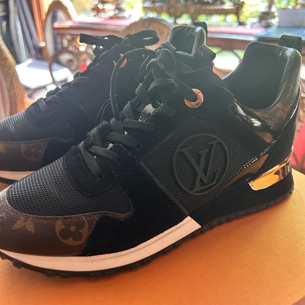 Louis Vuitton Black and Gold Monogram Sneakers - Picture 3 of 6